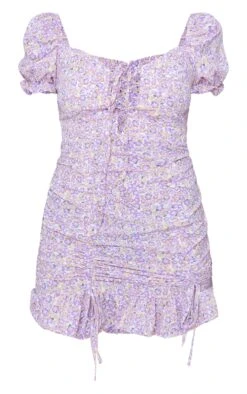 Lilac Ditsy Floral Print Ruched Puff Sleeve Bodycon Dress -Cheap Dress Store ad0190c9ea050502ab37f3c6764348b8d7931aa6 cnc9050 5