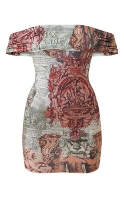 Multi Renaissance Print Slinky Bardot Drape Bodycon Dress -Cheap Dress Store ad4ce93afb17981d2f8719f2b945c8a000509edc cnd5821 5