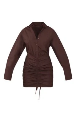 Chocolate Oversized Shirt Ruched Bodycon Dress -Cheap Dress Store ae76603cc5328e993ac988474e54ff7f17df17b7 cnb8479 5