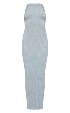 Grey Marl Knitted Back Plunge Racer Maxi Dress -Cheap Dress Store b00a03361715f9371ae7b814c2c5421d07ce6c46 cnd7384 5