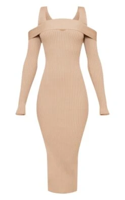 Camel Rib Knit Long Sleeve Fold Over Dress -Cheap Dress Store b1c8ac4b2299e654a7f12c8d34c43f1d0b151707 cnd6872 5