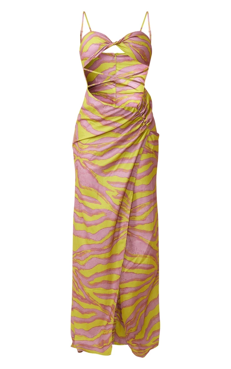 Multi Animal Print Twist Detail Cut Out Strappy Maxi Dress 7 Multi Animal Print Twist Detail Cut Out Strappy Maxi Dress - Image 5