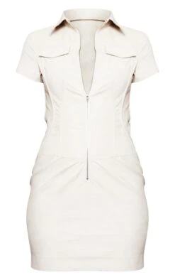 Cream Faux Leather Binding Detail Zip Through Bodycon Dress -Cheap Dress Store b3d6a983f5edbdc68323dc5e68d66306331d0fc0 cnd4392 5