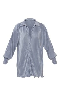 Mineral Blue Plisse Frill Hem Shirt Dress -Cheap Dress Store b4a655a137262bc7700c3f63407360983a851cea cnd0032 5