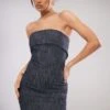Charcoal Textured Woven Fold Over Bandeau Bodycon Dress -Cheap Dress Store b7bc50bbbaabbc1eb171cb4eb344a2e1fcb07453 cne3795 1