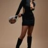 Black Rib Knit Chain Front Mini Dress -Cheap Dress Store b87a2a9043e22a8bf62e199f4b5711fad34982eb cnb6433 3