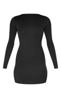 Black Structured Contour Rib Long Sleeve Bodycon Dress -Cheap Dress Store ba7f53f54824f329f8aa6e24b376e9e5de5aafab cnb3603 5