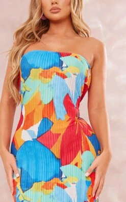 Multi Floral Abstract Print Plisse Bandeau Cowl Back Maxi Dress -Cheap Dress Store baa99e8b66024f16170e81eb98f8da3023c856fe cne8712 4