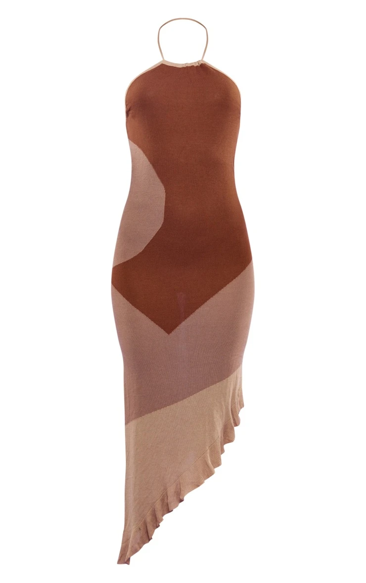 Stone Contrast Knitted Asymmetric Maxi Dress 7 Stone Contrast Knitted Asymmetric Maxi Dress - Image 5