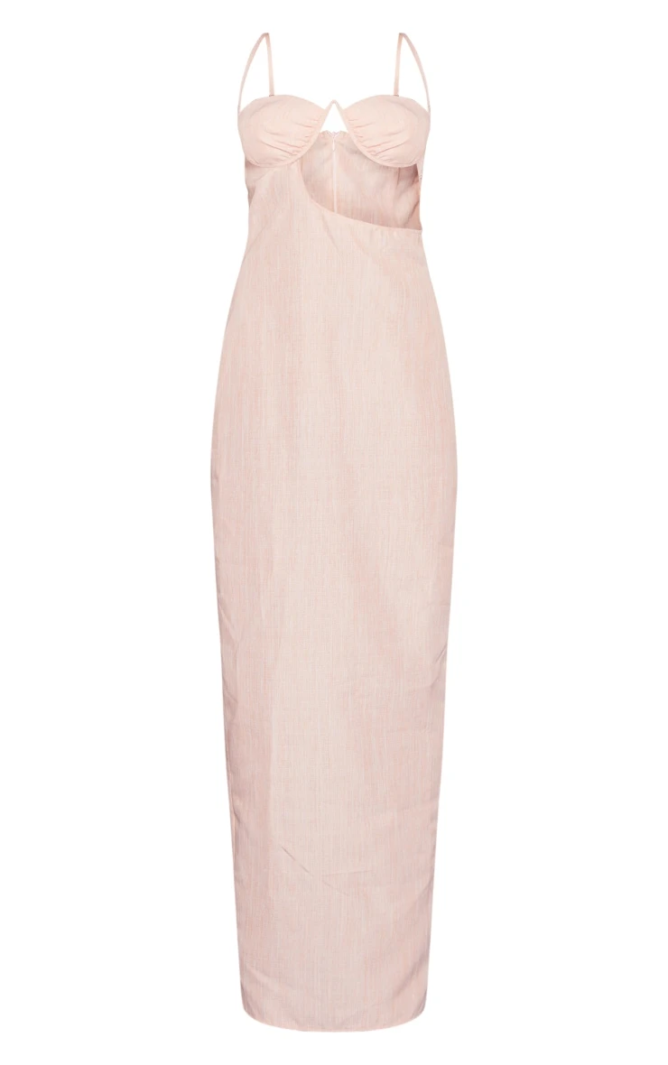 Orange Linen Look Underwired Side Cut Out Strappy Maxi Dress 7 Orange Linen Look Underwired Side Cut Out Strappy Maxi Dress - Image 5