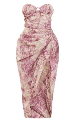Multi Renaissance Print Underwired Ruched Drape Midi Dress -Cheap Dress Store c0144d3899ea773c29c8111c2533641022f7d1d3 cne1415 5