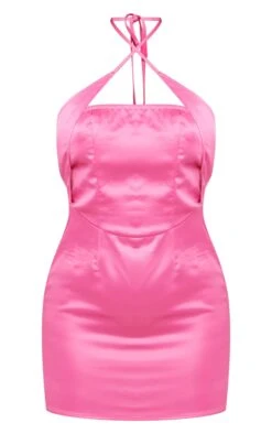 Hot Pink Satin Cross Neck Detail Bodycon Dress -Cheap Dress Store c553ee2cbbdd1226e3e4f4a4a7ea117427dce779 cne1390 5