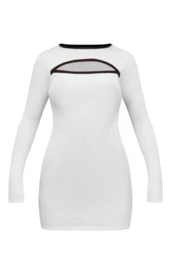 Cream Ribbed Cut Out Long Sleeve Bodycon Dress -Cheap Dress Store c5a98269ed3c2c8ea30364996192299f5eff777d cnd1340 5