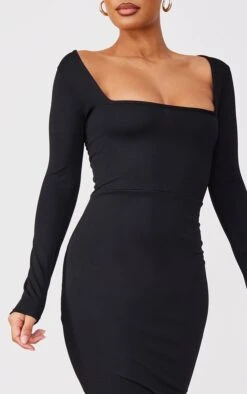 Black Square Neck Long Sleeve Midaxi Dress -Cheap Dress Store c6c1d0ee3d62081c6bce9cff960d3ddf92bcd118 clv3170 4