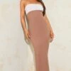 Camel Linen Look Two Tone Bandeau Maxi Dress -Cheap Dress Store c879686d40af9ecad6e9ae993eede84a42fbc732 cnd8858 3