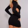 Black Extreme Open Back Soft Knit Mini Dress