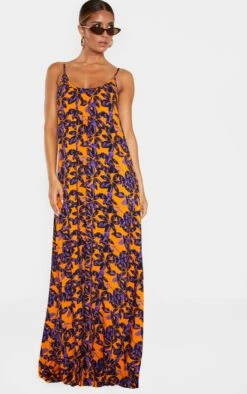 Orange Shadow Leaf Low Back Oversized Maxi Beach Dress -Cheap Dress Store c96ce0ed5ed2a011c93c59e5598b8467c609459c CMC6340 4