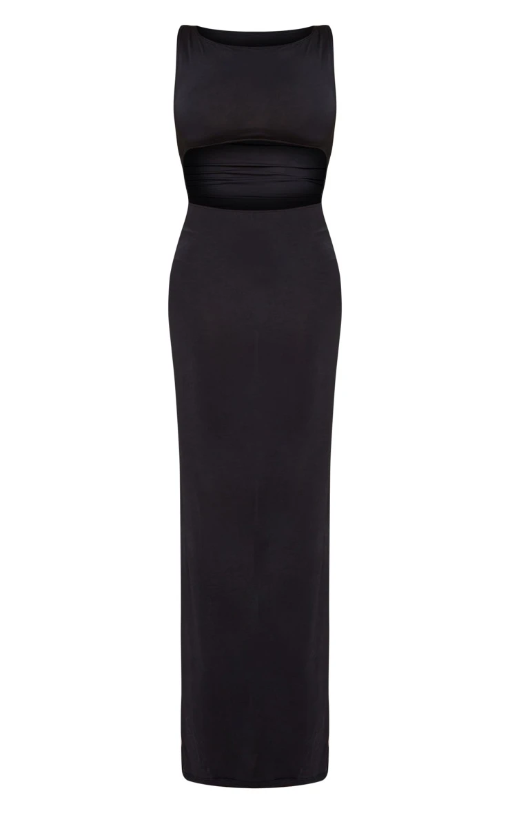 Black Slinky Cut Out Waist Sleeveless Maxi Dress 7 Black Slinky Cut Out Waist Sleeveless Maxi Dress - Image 5