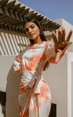 Orange Watercolour Print Tassel Tie Wrap Maxi Dress -Cheap Dress Store cd87885cff8f0a9b645330ba0672dd64201aeb0c cmq5750 4