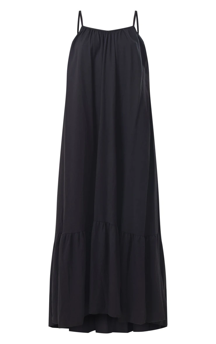 Black Strappy Pleated Tier Maxi Dress 6 Black Strappy Pleated Tier Maxi Dress - Image 4