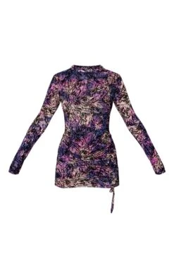 Multi Flocked Mesh Ruched Long Sleeve Bodycon Dress -Cheap Dress Store d1aa9e61c24028a8147650c14b5b95874d031753 cnc2241 5