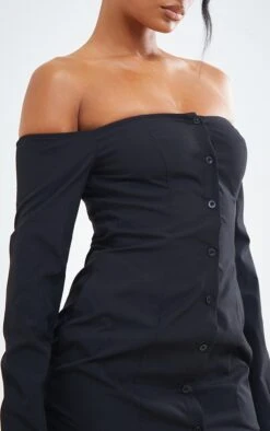 Black Woven Bardot Pocket Detail Shirt Dress -Cheap Dress Store d23a3ccc09306027dd764e114a3ee8472d4d92f5 cnd1223 4