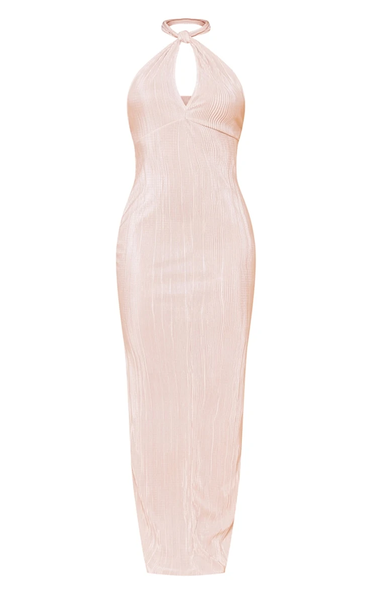 Stone Plisse Knot Halterneck Maxi Dress 6 Stone Plisse Knot Halterneck Maxi Dress - Image 4