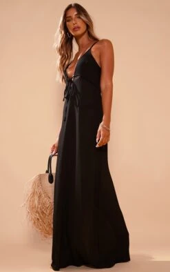 Black Crinkle Tie Maxi Beach Dress -Cheap Dress Store d42be402bf13a6d9faa48be16793889dee639812 cmy6880 4