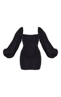 Black Balloon Sleeve Ruched Bodycon Dress -Cheap Dress Store d5a76f7a4bd541e460c93ef01774e5119bc2fd48 cmf8652 3