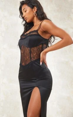 Black Satin Lace Insert Strappy Split Detail Midaxi Dress 10 Black Satin Lace Insert Strappy Split Detail Midaxi Dress -Cheap Dress Store d5d3e85cdc79c8b55ead5440b063db4cc39042fc cne2683 4