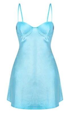 Blue Satin Underwired Back Strap Detail Shift Dress -Cheap Dress Store d7845715a95772b639707c55089916b2b8f20239 cnd7732 5