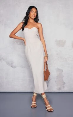 Stone Linen Look Bandeau Underwired Midaxi Dress -Cheap Dress Store d7cffa8c04ed2ba7dd9706410d4ae5aecdfa8ebc cne1421 3