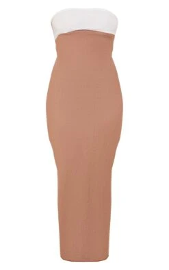 Camel Linen Look Two Tone Bandeau Maxi Dress -Cheap Dress Store db87d4b6fc7c6b548a51d554348b154743e37021 cnd8858 5