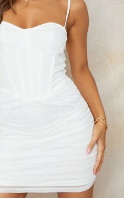 Cream Strappy Corset Detail Mesh Ruched Skirt Bodycon Dress -Cheap Dress Store ddfc39db662ca75b2ed9702acee496b2d44e0a07 cms6904 5