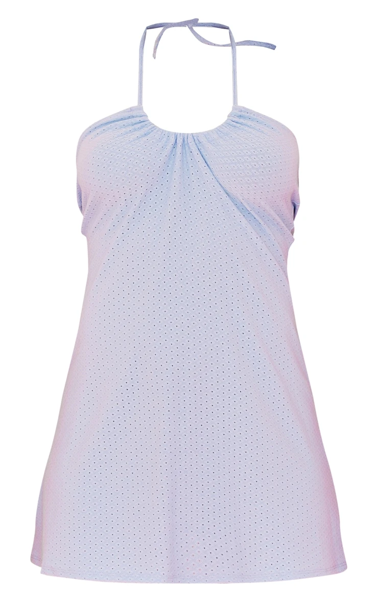 Blue Rib Tie Detail Shift Dress 7 Blue Rib Tie Detail Shift Dress - Image 5
