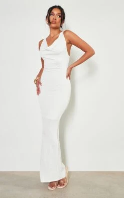 Cream Slinky Cowl Knot Back Detail Maxi Dress -Cheap Dress Store de65e5ba6e4b0bab4086e6d6b833227bd25e27ce cnd2261 3