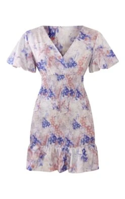 Multi Tie Dye Ditsy Floral Print Shirred V Neck Bodycon Dress -Cheap Dress Store e2415f56e5e4cd2e90b6bbe635dc14d6269b6e83 cnc8281 5