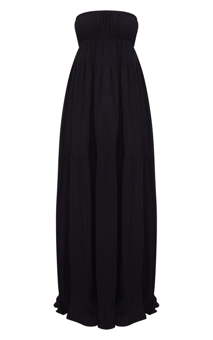 Black Bandeau Cut Out Back Floaty Maxi Dress 7 Black Bandeau Cut Out Back Floaty Maxi Dress - Image 5