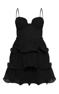 Black Chiffon Pleat Cup Detail Frill Shift Dress -Cheap Dress Store e53fdba5a84f97b8d05bbecbaa8dc9e1053c659e cnd0604 5