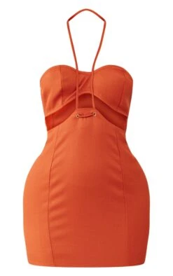 Rust Woven Linen Cut Out Strap Detail Bodycon Dress -Cheap Dress Store e6f357c6528b454a980fa526fa26545d1e70736a cnd7654 5