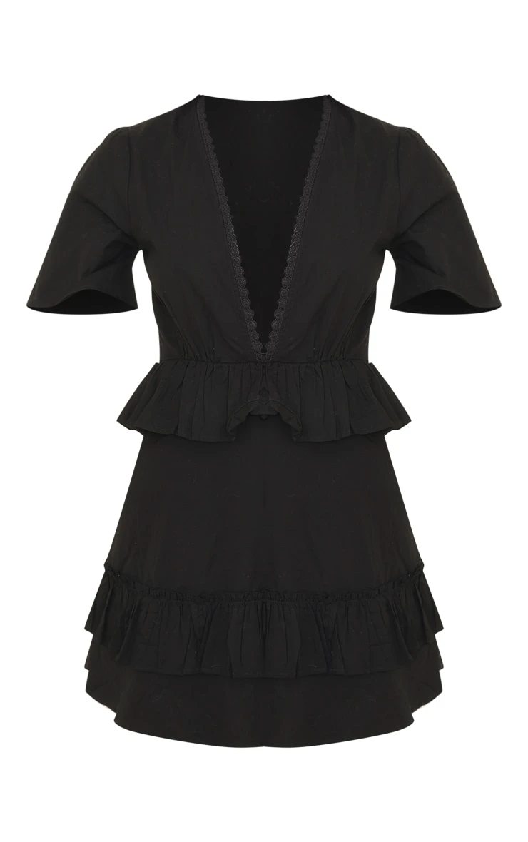 Black Short Sleeve Tiered Skirt Shift Dress 7 Black Short Sleeve Tiered Skirt Shift Dress - Image 5