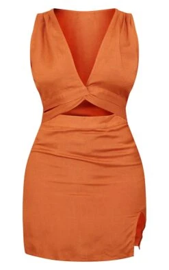 Rust Linen Look Twist Cut Out Sleeveless Bodycon Dress -Cheap Dress Store eaf6ffb7812d06d1f87c8d0b269fc7be4b583cf5 cmy3088 6
