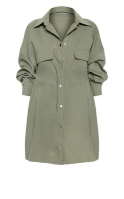 Khaki Cargo Oversized Popper Front Shirt Dress -Cheap Dress Store eafd96b66b3de633bf89a46110c947c3201e2aea CMF1249 3