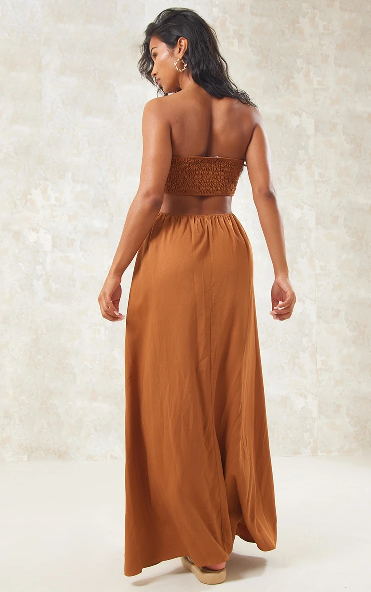 Rust Shirred Bust Cut Out Back Maxi Dress 4 Rust Shirred Bust Cut Out Back Maxi Dress - Image 2