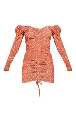 Terracotta Polka Dot Print Ruched Front Long Sleeve Bodycon Dress 11 Terracotta Polka Dot Print Ruched Front Long Sleeve Bodycon Dress -Cheap Dress Store efbcc14577c6dfc4141a8ee5ed5bf3e589ad032d CMS1125 5