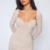Nude Slinky Ruched Bust Long Sleeve Bodycon Dress -Cheap Dress Store f36304307045e005143fe723d446179cf207db3a cnd2298 1