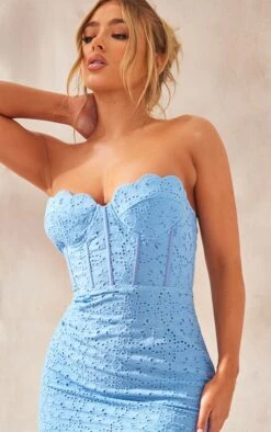 Blue Broderie Anglaise Bandeau Scallop Bodycon Dress -Cheap Dress Store f7dce02474159b5838d76464fc07cc018cd4b050 cne1367 4