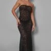 Black Sheer Lace Bandeau Maxi Dress