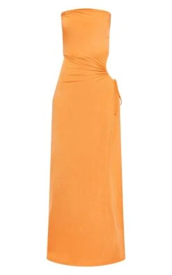 Orange Slinky Bandeau Cut Out Ruched Side Maxi Dress -Cheap Dress Store f8b4ec2902411dffec020b3a12b037eda709ece1 cnd7725 5