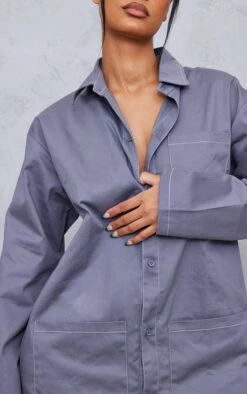 Charcoal Contrast Stitch Pocket Cargo Shirt Dress -Cheap Dress Store f90dc379b2f8a78db9815ac1f8f075a606630ef0 cnd1262 4